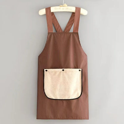 Waterproof Kitchen Apron Sleeveless Anti-fouling Cooking Baking Bibs with Removable Hand Towel Cross Back Restaurant Uniform